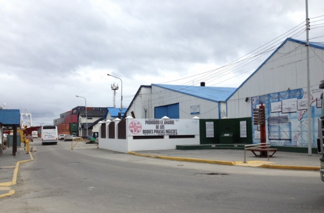 The signs at the Port of Ushuaia