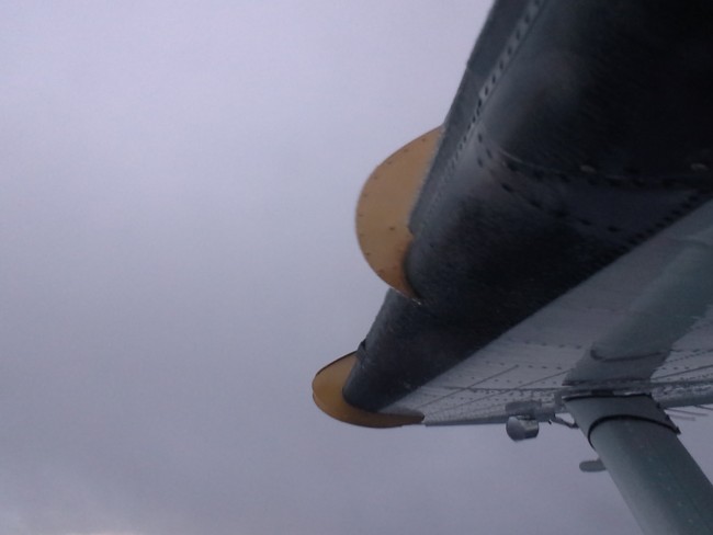 Ice forming on the wings